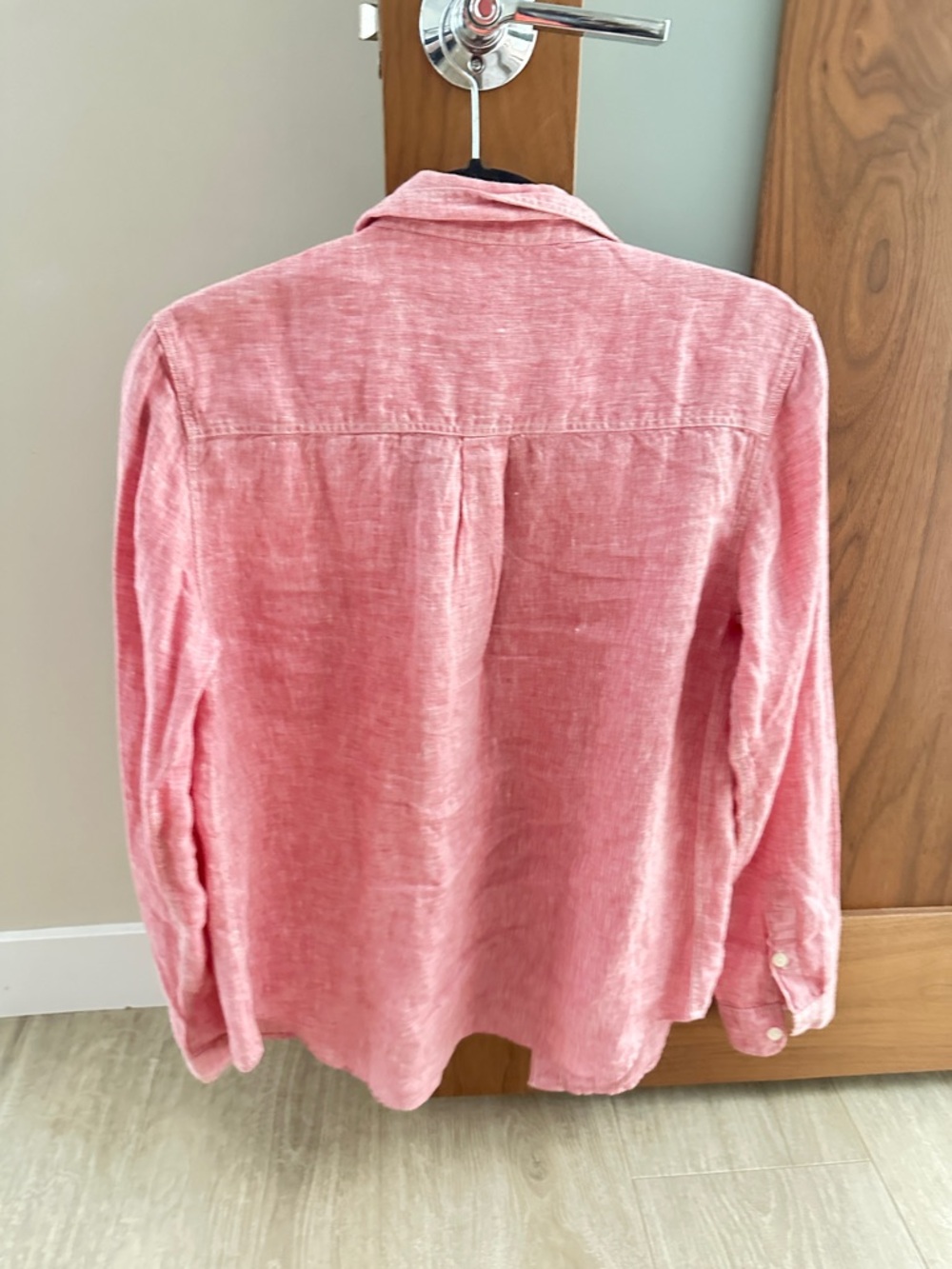 Faherty Linen  Nantucket Oversized Button Front Long Sleeve Top Red Size Small - Picture 2 of 5